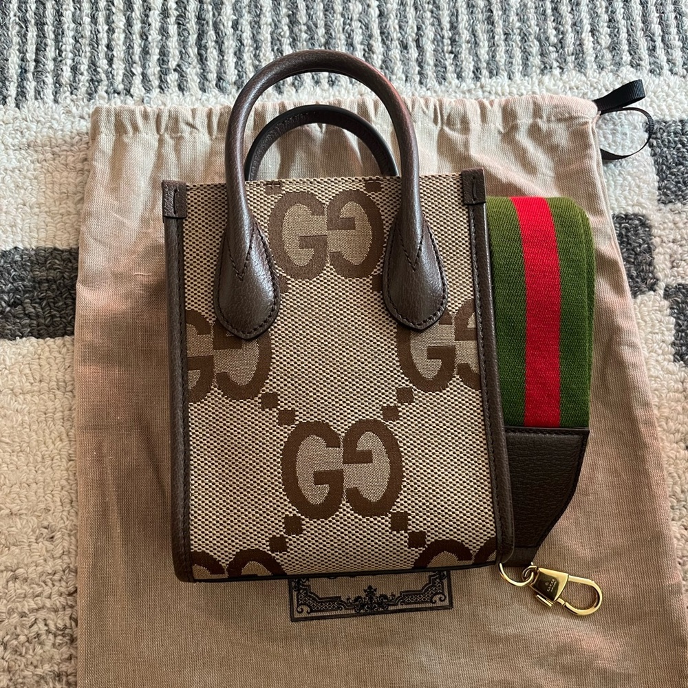 SOLD ❤️NWT💚 Gucci Jumbo GG Mini Tote with Strap - Brown Crossbody & Shoulder Bag - Picture 12 of 12